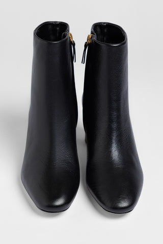Bota Gloria Couro Preto Boot Larroudé