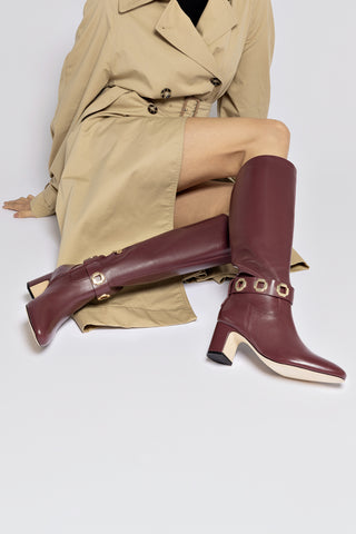 Milan Block Boot In Wine Leather