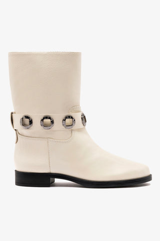 Bota Flat Milan Couro Off White