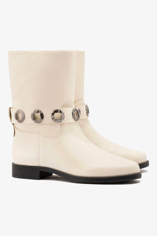 Bota Flat Milan Couro Off White