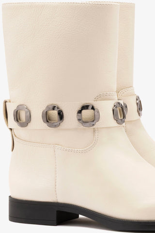 Bota Flat Milan Couro Off White