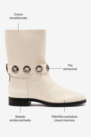 Bota Flat Milan Couro Off White