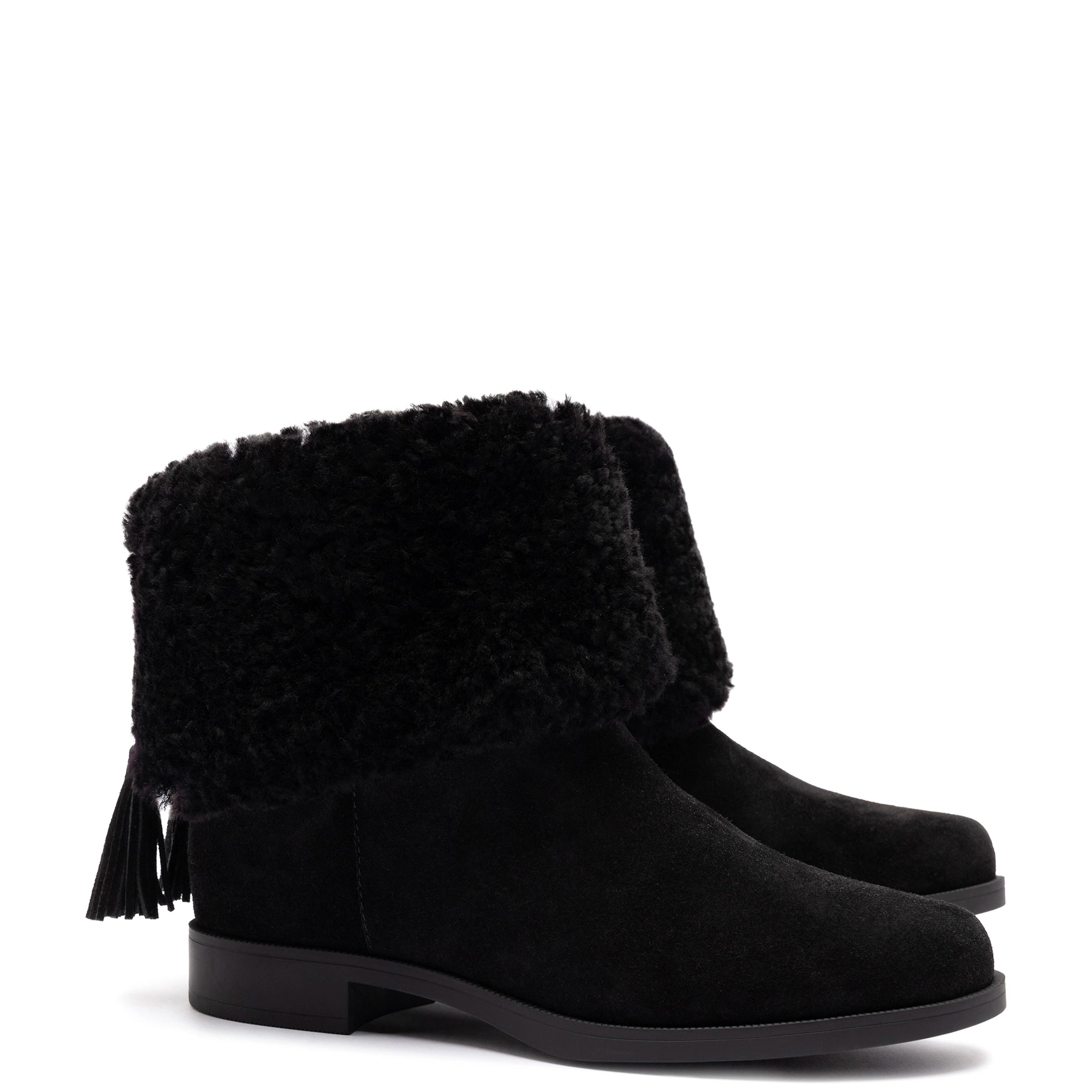 Verbier Bootie In Black Suede and Black Shearling