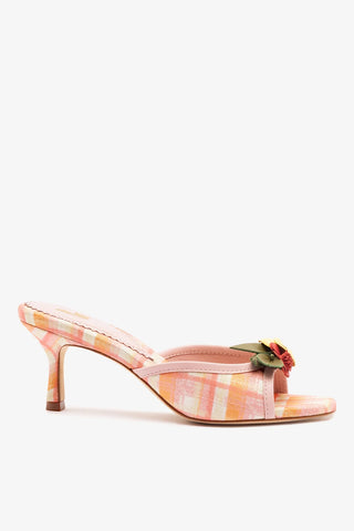 Mule Juliette Ráfia Estampada Rosa Womens - Shoes - Mules Larroudé