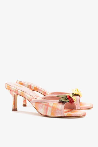 Mule Juliette Ráfia Estampada Rosa Womens - Shoes - Mules Larroudé