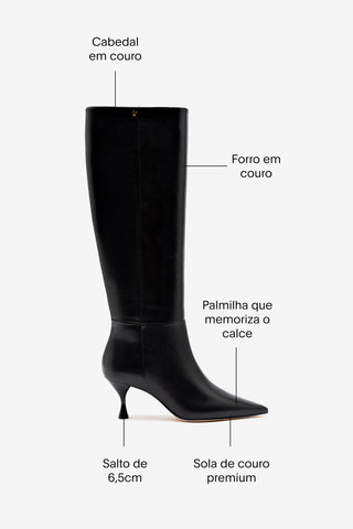 Bota Georgia Couro Preto Boot Larroudé