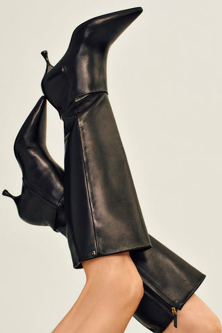 Bota Georgia Couro Preto Boot Larroudé