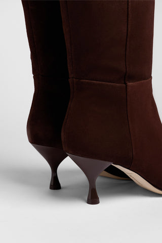 Bota Georgia Camurça Marrom Boot Larroudé