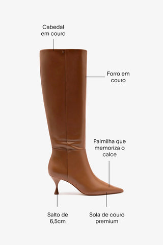 Bota Georgia Couro Caramelo Boot Larroudé