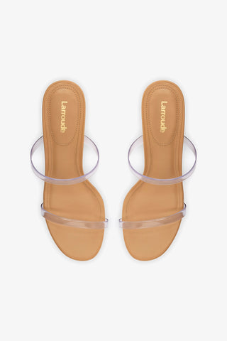 Dew Drop Mule In Tan Leather and Vinyl