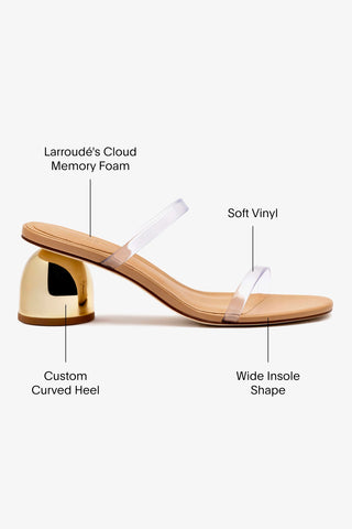 Dew Drop Mule In Tan Leather and Vinyl