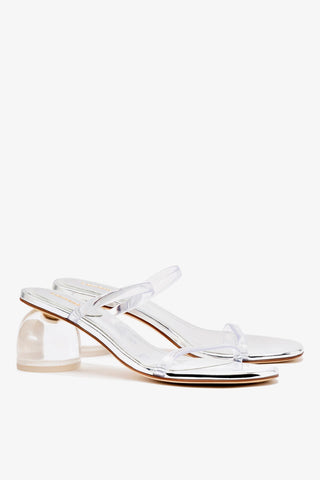 Mule Dew Drop Espelhado Prateado e Vinil Womens - Shoes - Mules Larroudé