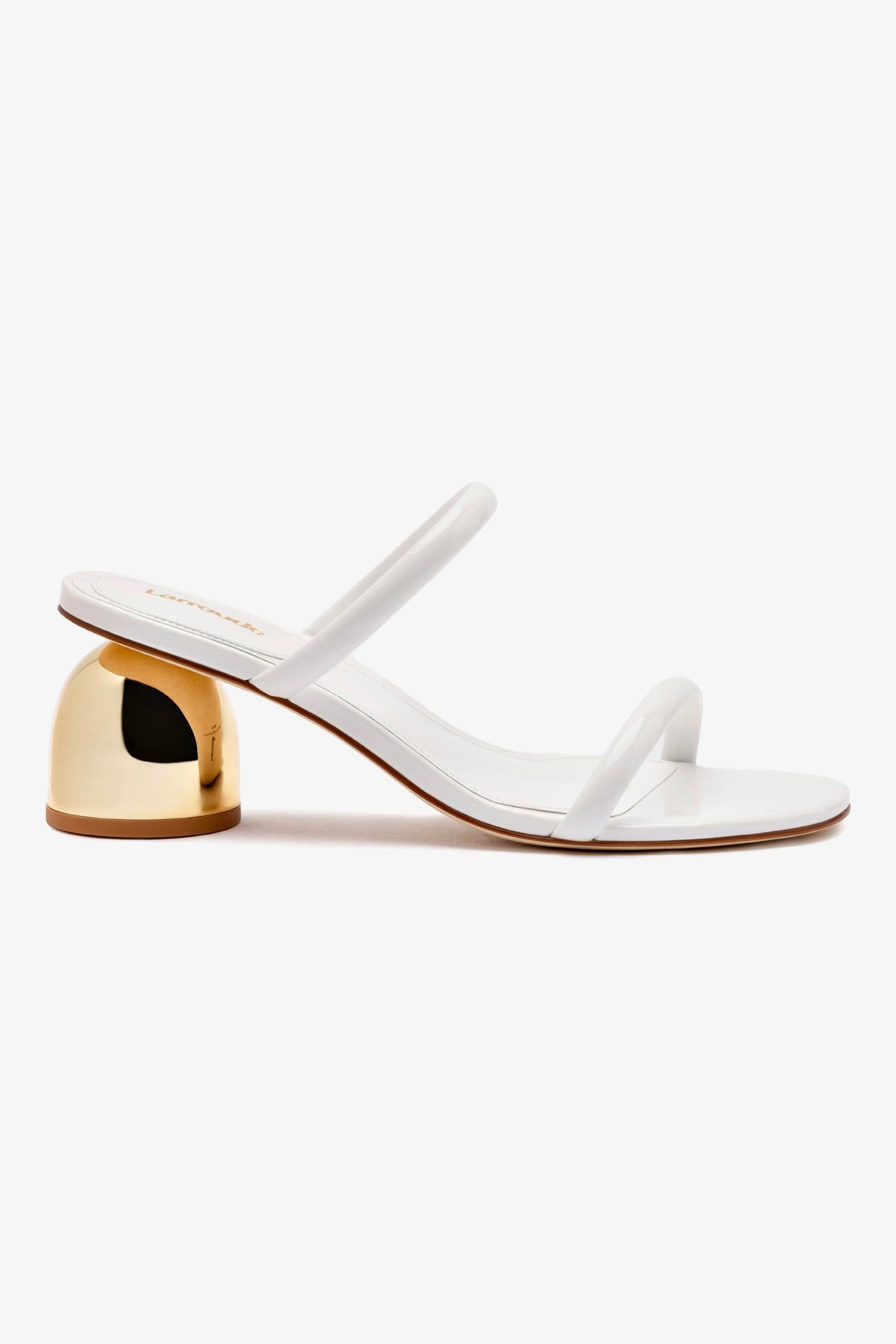 Dew Drop Mule In White Patent Leather