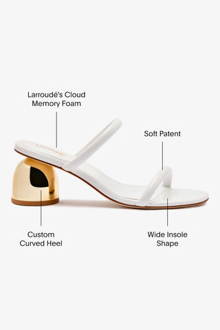 Dew Drop Mule In White Patent Leather