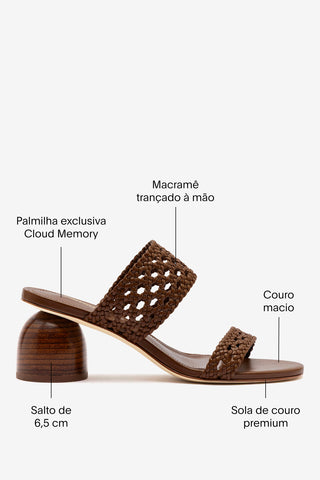 Mule Dew Drop Macramê Couro Marrom Womens - Shoes - Sandals Larroudé