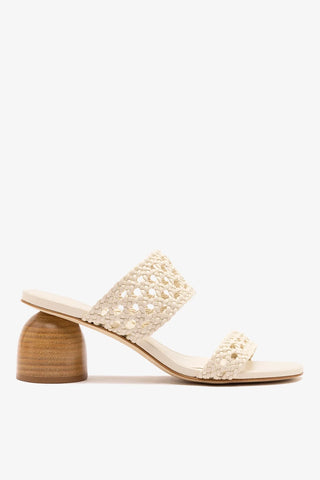 Mule Dew Drop Macramê Couro Off White