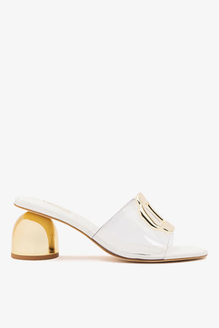 Mule Margherita Clear Couro Off White Mule Larroudé