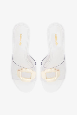 Mule Margherita Clear Couro Off White Mule Larroudé