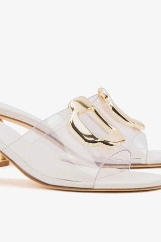 Mule Margherita Clear Couro Off White Mule Larroudé