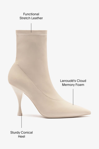 Mini Georgia Boot In Off White Stretch Leather