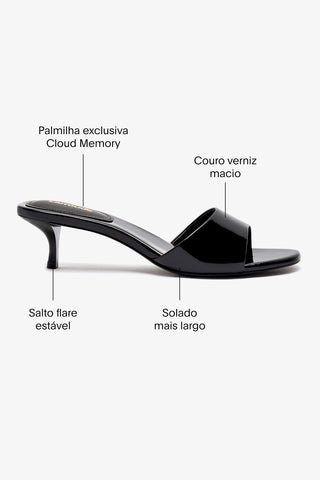 Mule Greta Couro Verniz Preto