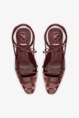 Mule Amarração Amal Couro Verniz Bordô