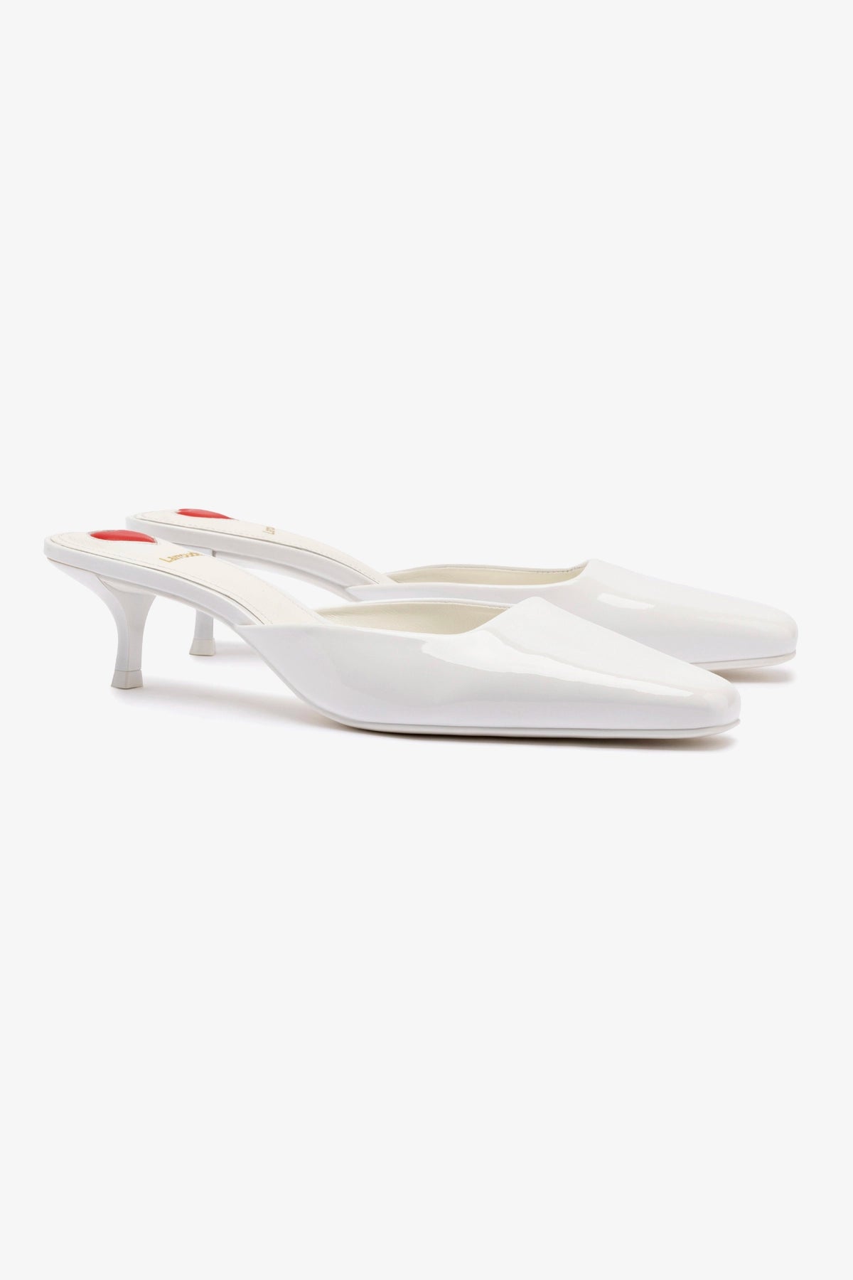 Amal Mule In White Patent Leather