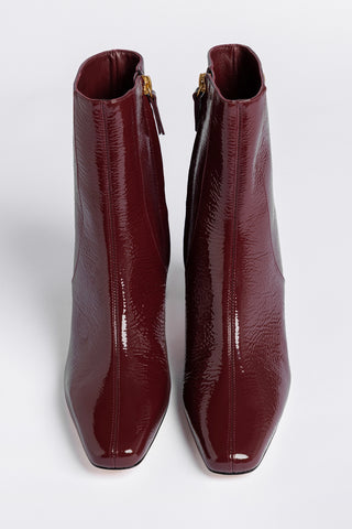 Bota Alexis Couro Verniz Bordô Boot Larroudé