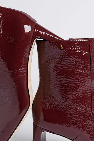 Bota Alexis Couro Verniz Bordô Boot Larroudé