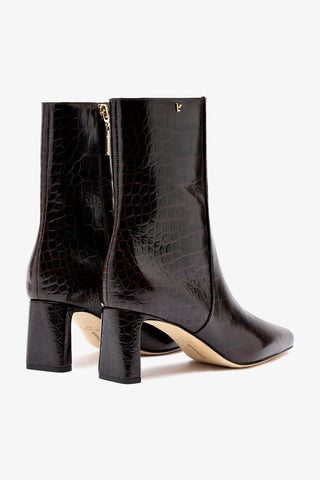 Bota Alexis Couro Croco Marrom