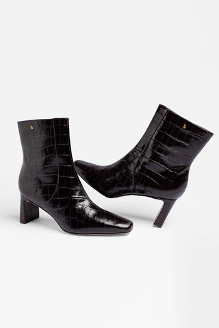 Bota Alexis Couro Croco Marrom