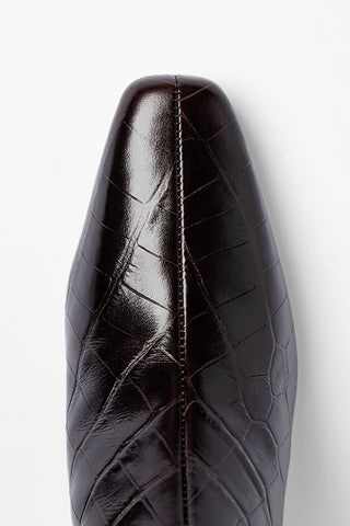 Bota Alexis Couro Croco Marrom