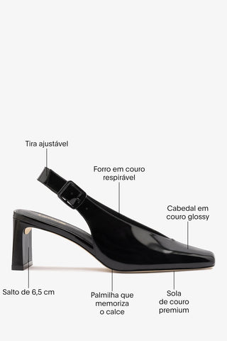 Slingback Katie Couro Preto