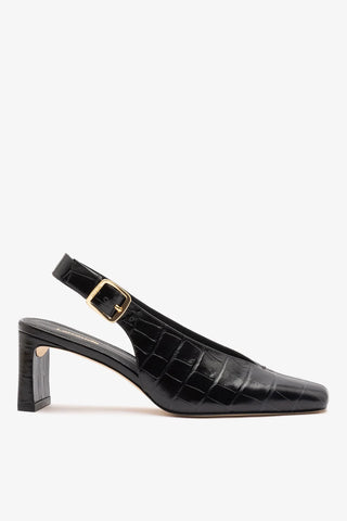 Katie Pump Black Crocodile-Embossed Patent