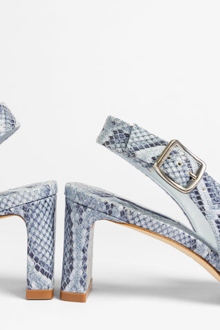 Slingback Katie Couro Cobra Azul Pump Larroudé