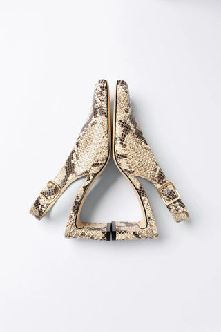 Slingback Katie Couro Cobra Bege Pump Larroudé