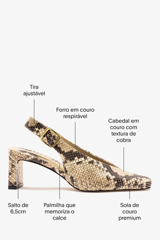 Slingback Katie Couro Cobra Bege Pump Larroudé