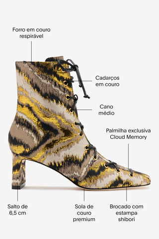 Larroudé x Markarian: Bota Alexis Brocado Estampado Dourado
