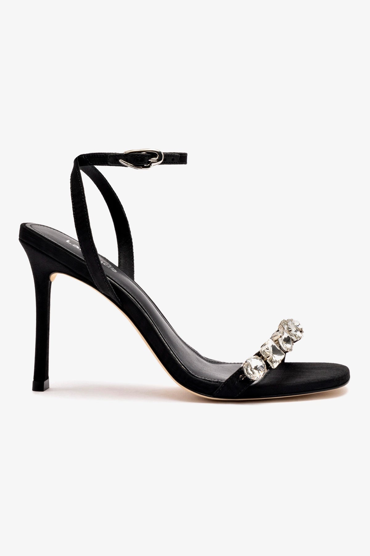 Calypso Sandal In Black Fabric and Crystals