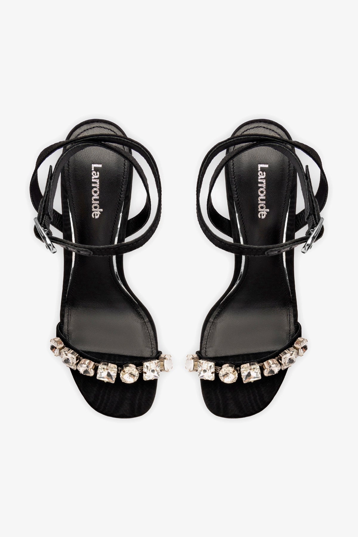 Calypso Sandal In Black Fabric and Crystals