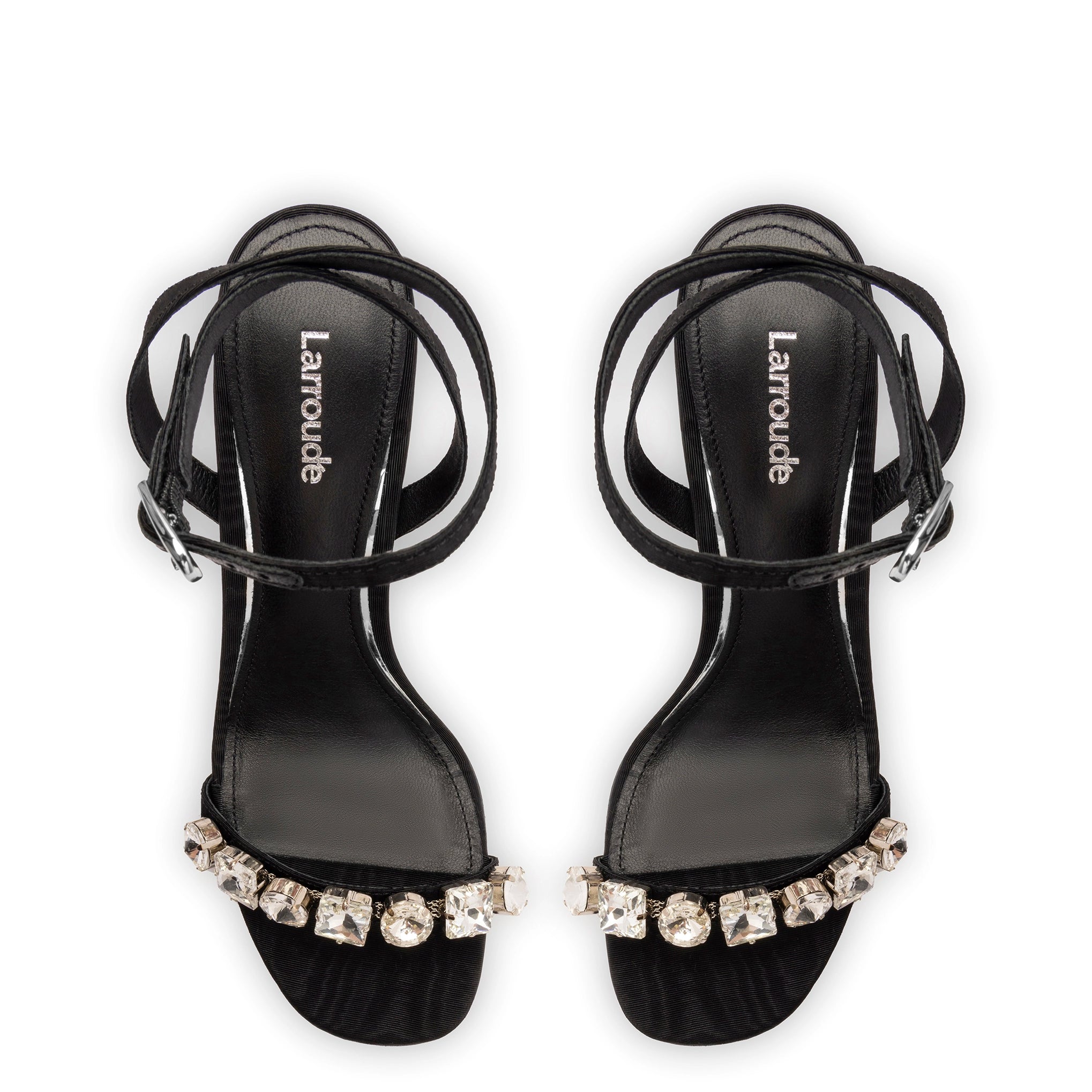 Calypso Sandal In Black Fabric and Crystals