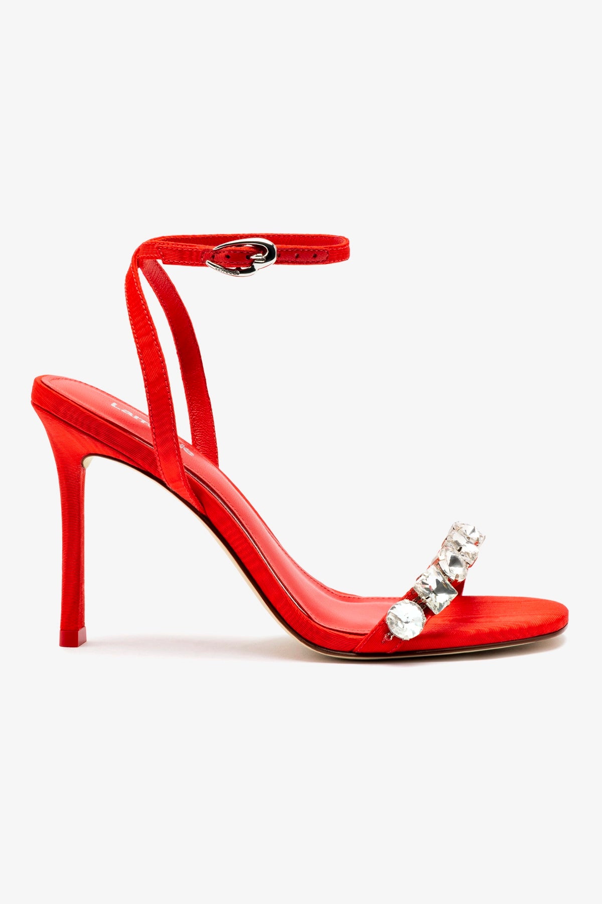 Calypso Sandal In Red Fabric and Crystals