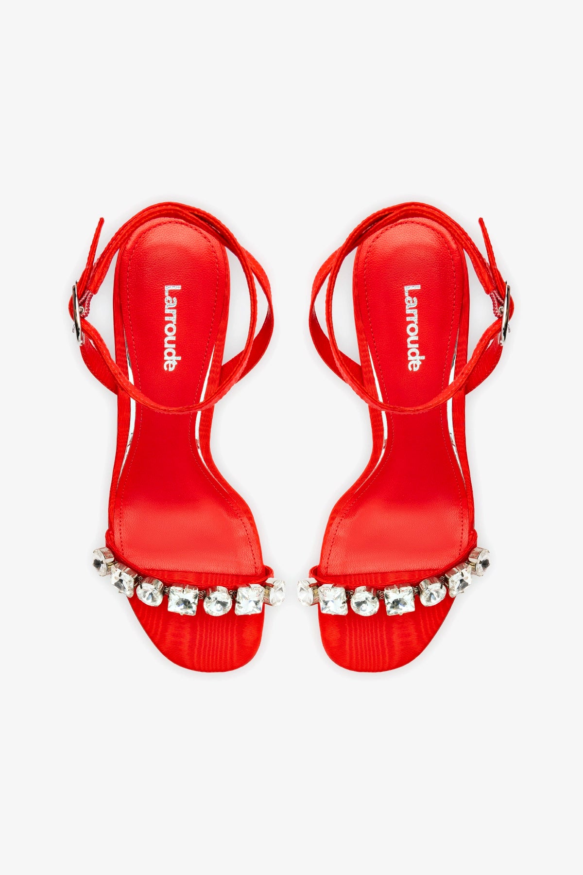 Calypso Sandal In Red Fabric and Crystals