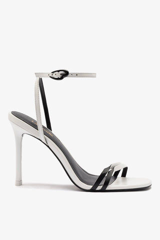 Sandália Vesper Couro Branco e Couro Preto