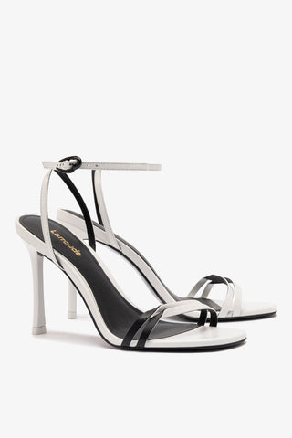 Sandália Vesper Couro Branco e Couro Preto