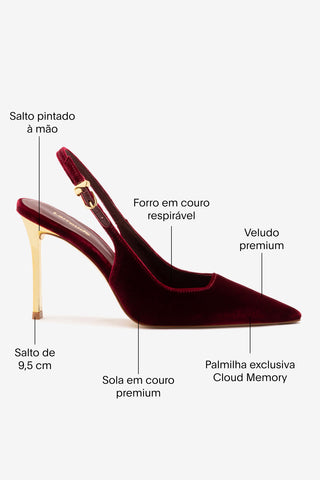 Slingback Kaitlan Veludo Vinho