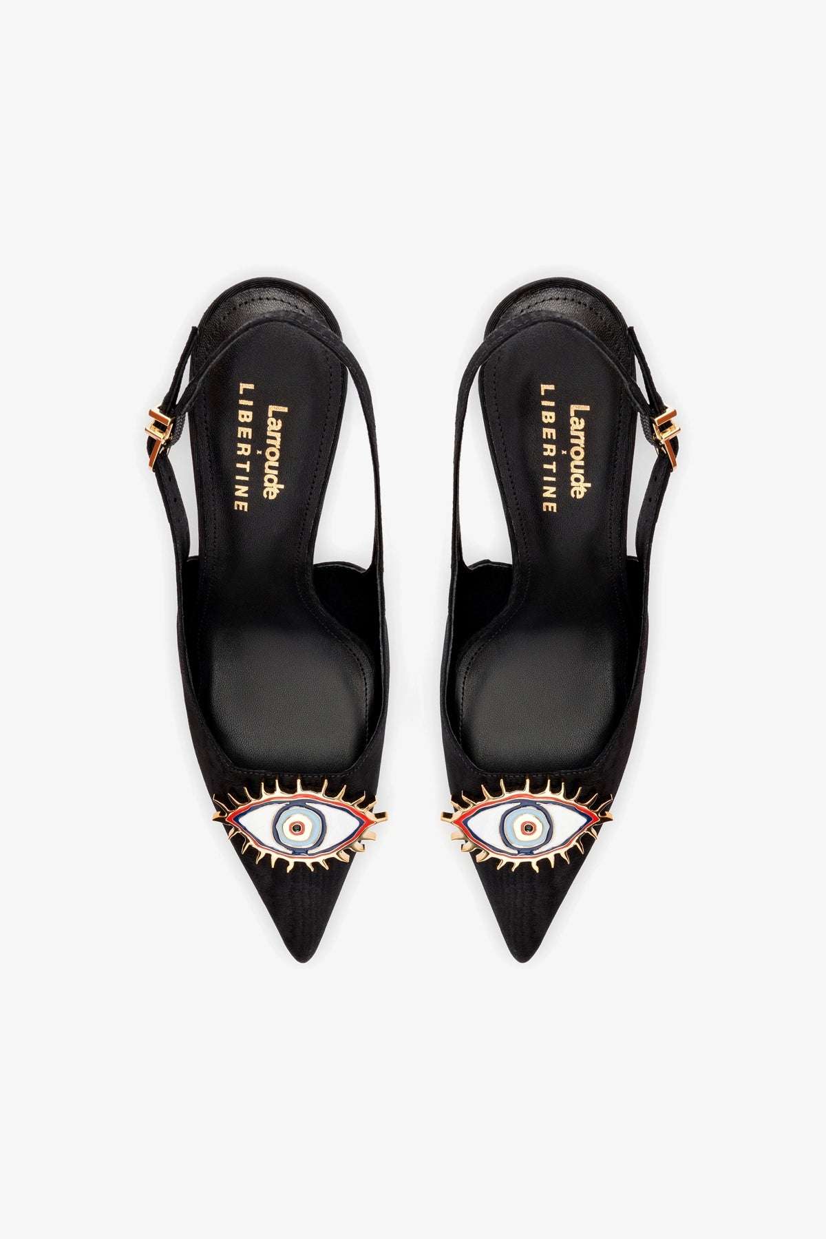 Larroudé x Libertine Eye Pump Hi In Black Fabric