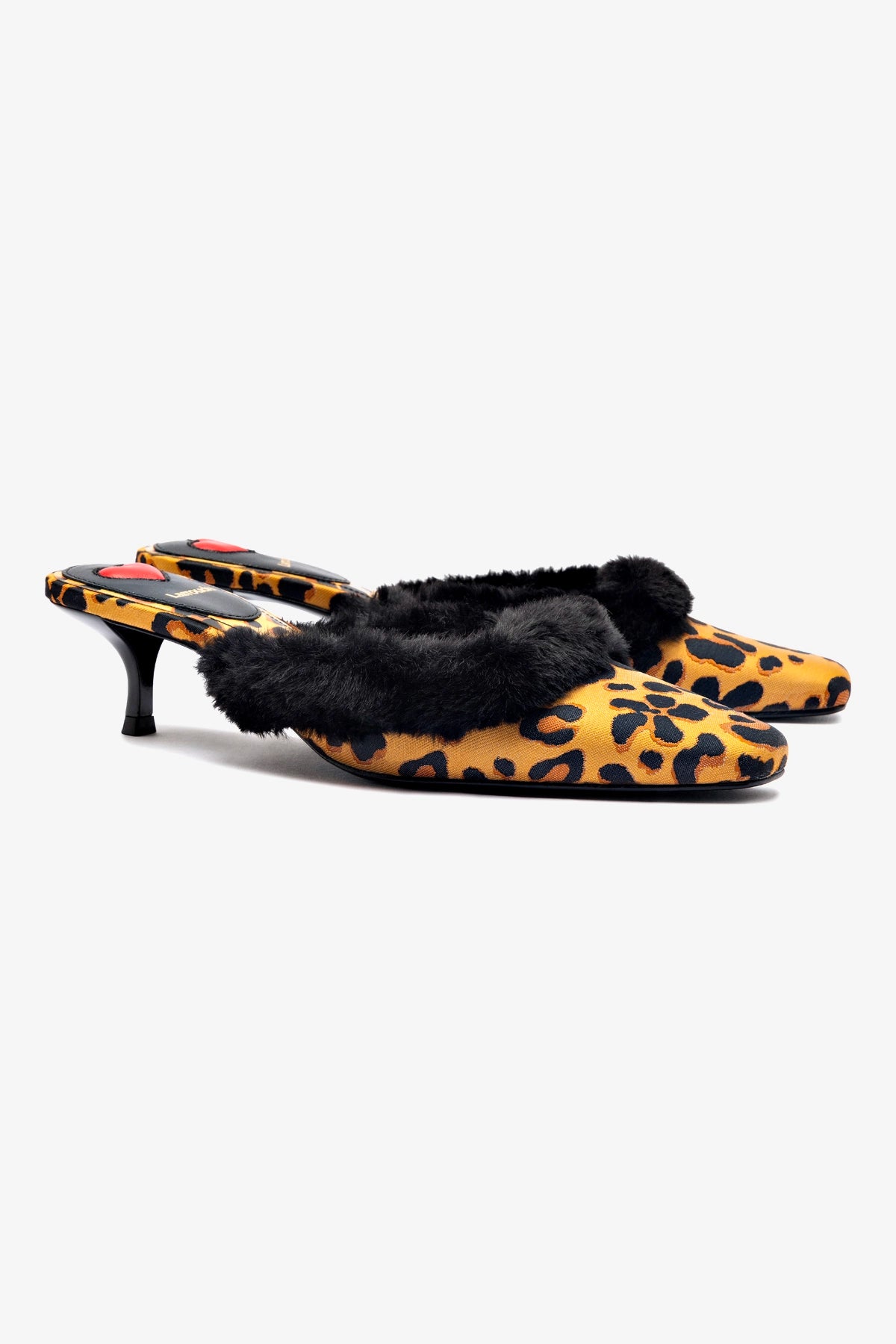 Amal Faux Fur Mule In Leopard Jacquard