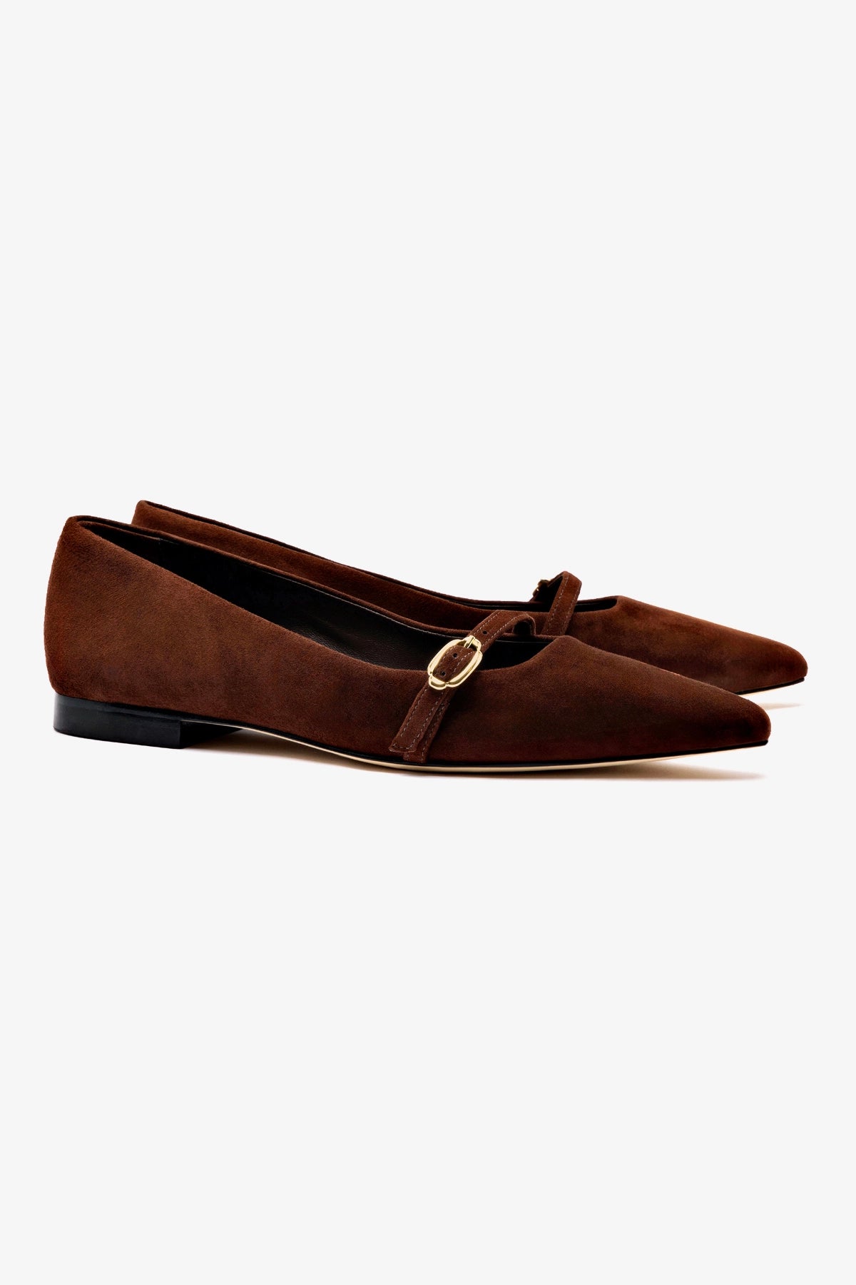 Irene Flat In Brown Suede