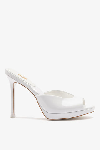 Mule Plataforma Jasmine Couro Verniz Branco Mule Larroudé